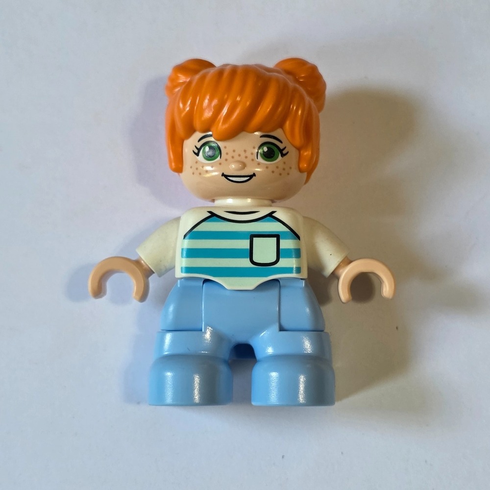 Lego Duplo Figure Girl Child Orange Hair Striped Top The Bus Ride Set 2"